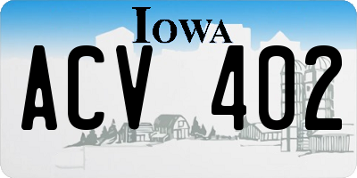 IA license plate ACV402