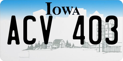 IA license plate ACV403
