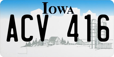 IA license plate ACV416