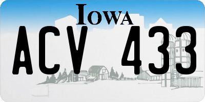 IA license plate ACV433