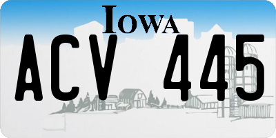 IA license plate ACV445