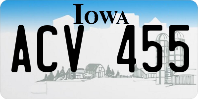 IA license plate ACV455
