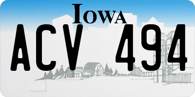 IA license plate ACV494