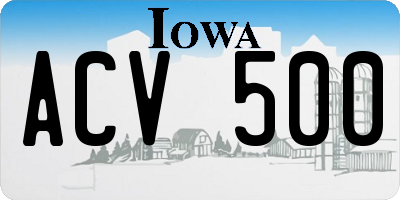 IA license plate ACV500