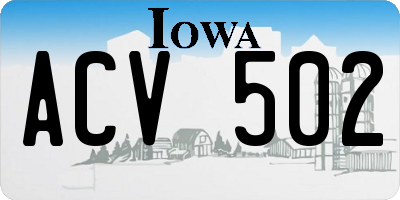 IA license plate ACV502