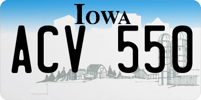 IA license plate ACV550