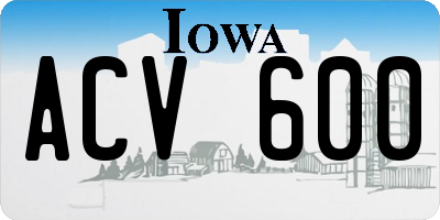 IA license plate ACV600