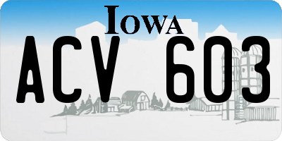IA license plate ACV603