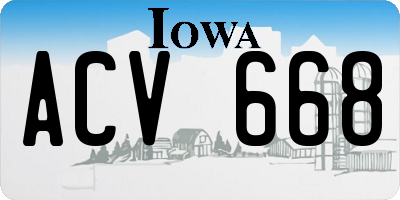 IA license plate ACV668