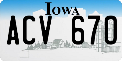 IA license plate ACV670