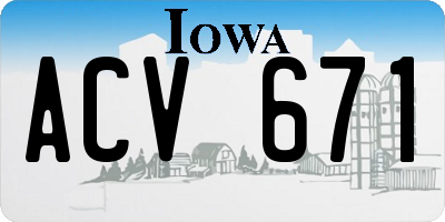 IA license plate ACV671