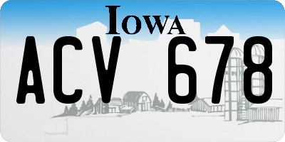 IA license plate ACV678