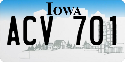 IA license plate ACV701