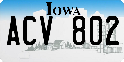 IA license plate ACV802