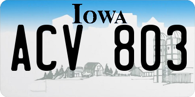 IA license plate ACV803