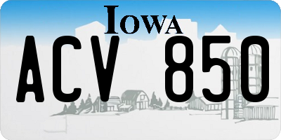 IA license plate ACV850