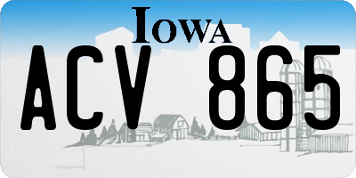 IA license plate ACV865