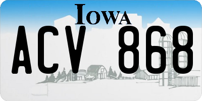 IA license plate ACV868