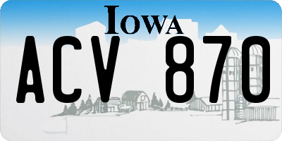 IA license plate ACV870
