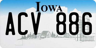 IA license plate ACV886