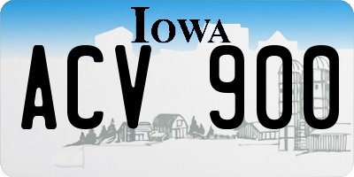 IA license plate ACV900