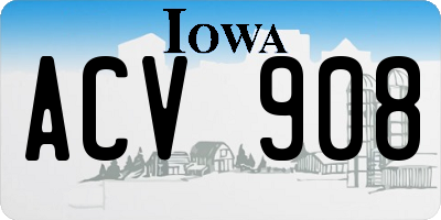 IA license plate ACV908