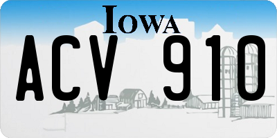 IA license plate ACV910