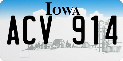 IA license plate ACV914