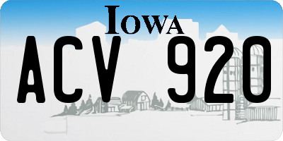 IA license plate ACV920