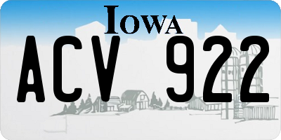 IA license plate ACV922