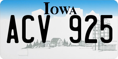 IA license plate ACV925
