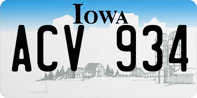 IA license plate ACV934