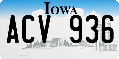 IA license plate ACV936