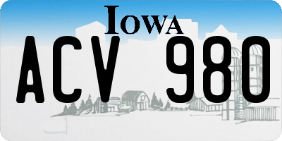 IA license plate ACV980
