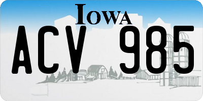 IA license plate ACV985