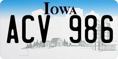 IA license plate ACV986