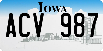 IA license plate ACV987