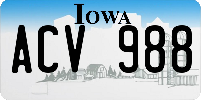IA license plate ACV988