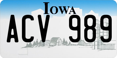 IA license plate ACV989