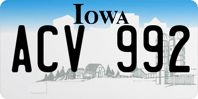 IA license plate ACV992