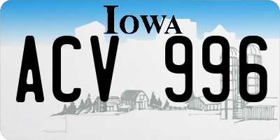 IA license plate ACV996