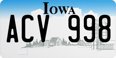 IA license plate ACV998