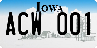 IA license plate ACW001