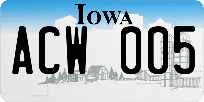 IA license plate ACW005