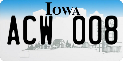 IA license plate ACW008