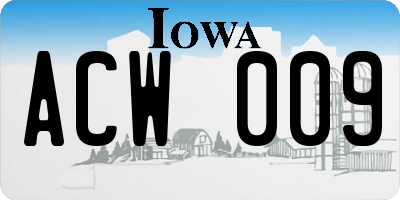 IA license plate ACW009