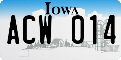 IA license plate ACW014