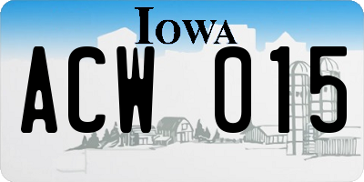 IA license plate ACW015