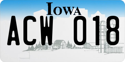 IA license plate ACW018