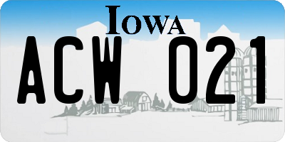IA license plate ACW021